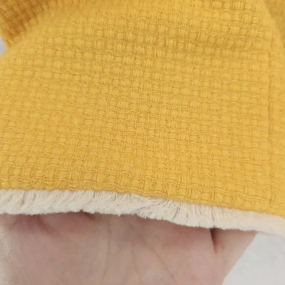 BODEN Ida Jacket Yellow Woven Tweed Frayed Hem Open Front Textured US 14 - Picture 6 of 8